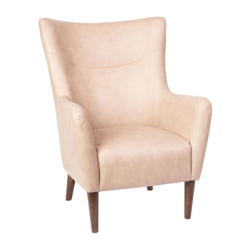 Fauteuil d'appoint à oreilles rembourré, style commercial, avec structure et pieds en bois - 84,4 cm (P) x 75,6 cm (L) x 104,8 cm (H)