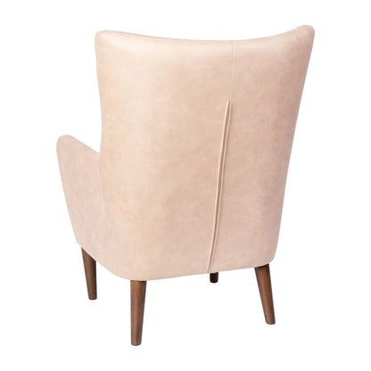 Fauteuil d'appoint à oreilles rembourré, style commercial, avec structure et pieds en bois - 84,4 cm (P) x 75,6 cm (L) x 104,8 cm (H)