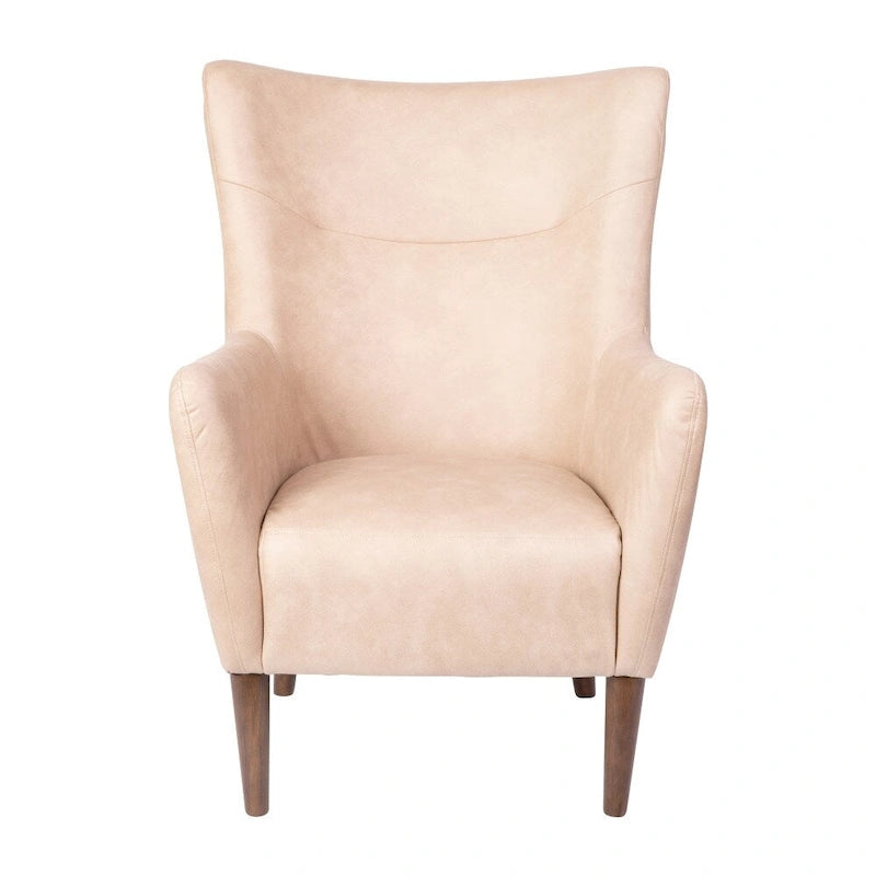 Fauteuil d'appoint à oreilles rembourré, style commercial, avec structure et pieds en bois - 84,4 cm (P) x 75,6 cm (L) x 104,8 cm (H)