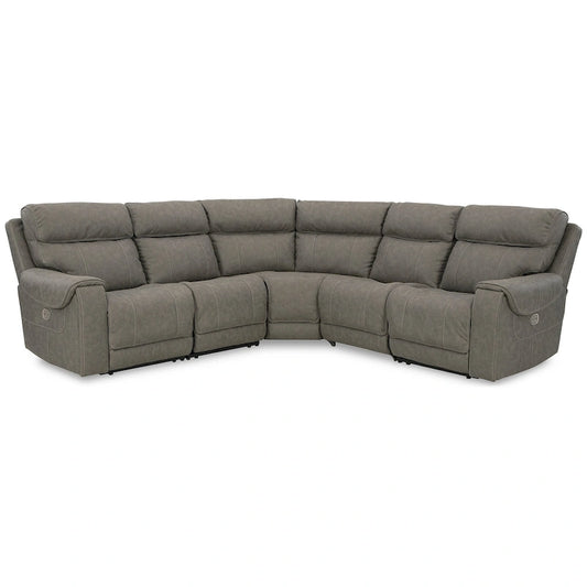 Canapé d'angle inclinable électrique 5 pièces Starbot gris, Signature Design by Ashley - 131 cm (L) x 131 cm (P) x 42 cm (H)