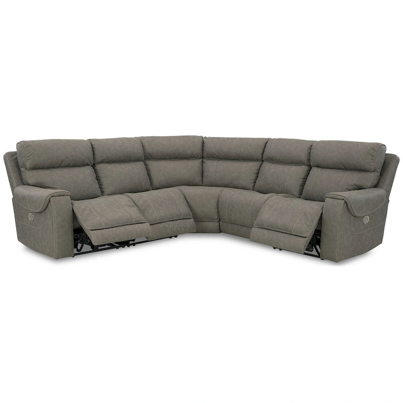 Canapé d'angle inclinable électrique 5 pièces Starbot gris, Signature Design by Ashley - 131 cm (L) x 131 cm (P) x 42 cm (H)