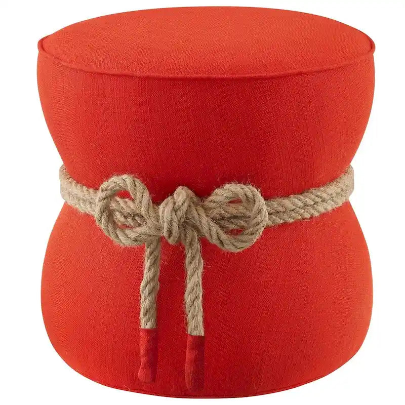 Pouf rembourré en tissu à motif de corde nautique Beat