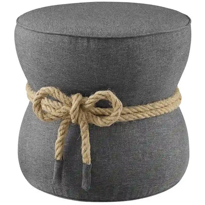 Pouf rembourré en tissu à motif de corde nautique Beat