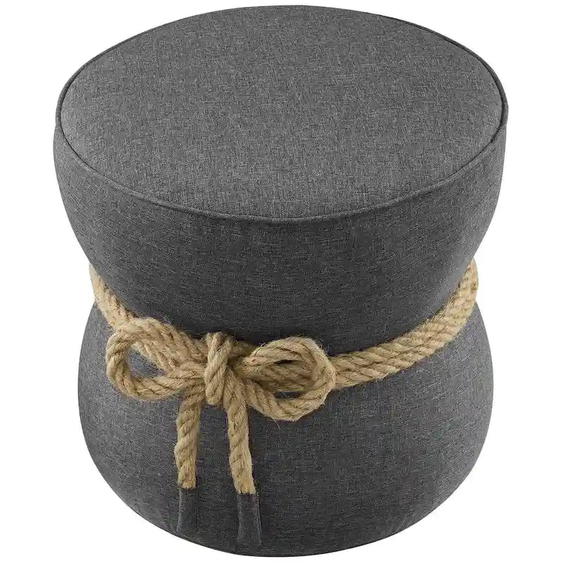 Pouf rembourré en tissu à motif de corde nautique Beat