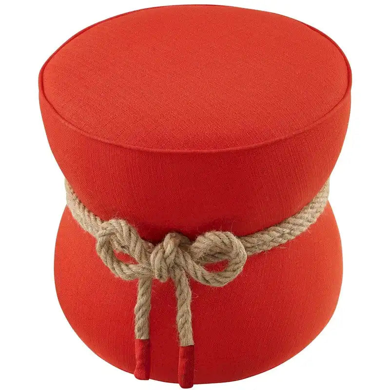 Pouf rembourré en tissu à motif de corde nautique Beat