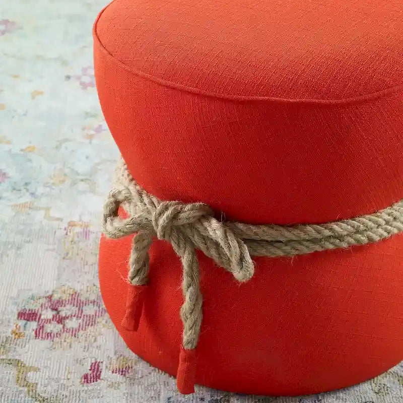 Pouf rembourré en tissu à motif de corde nautique Beat