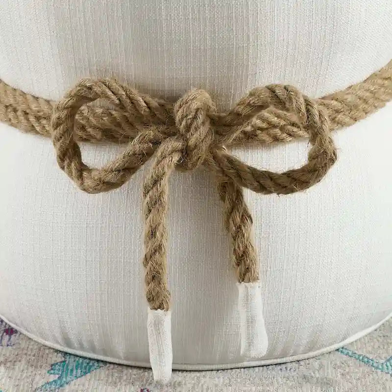 Pouf rembourré en tissu à motif de corde nautique Beat