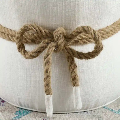 Pouf rembourré en tissu à motif de corde nautique Beat