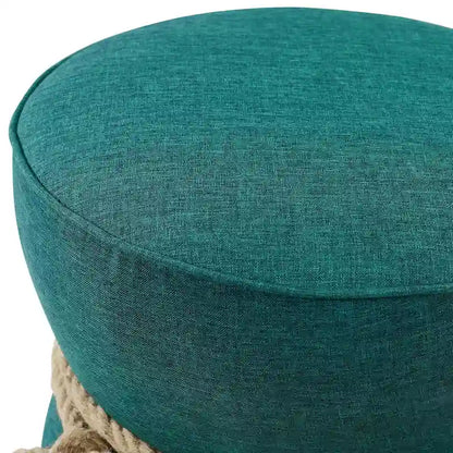 Pouf rembourré en tissu à motif de corde nautique Beat
