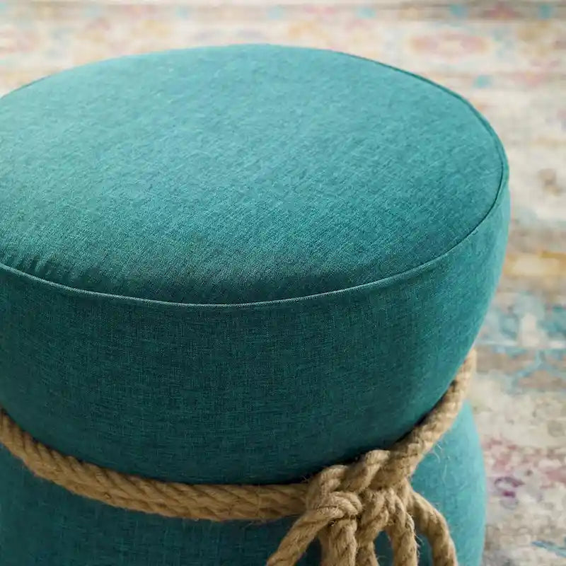 Pouf rembourré en tissu à motif de corde nautique Beat