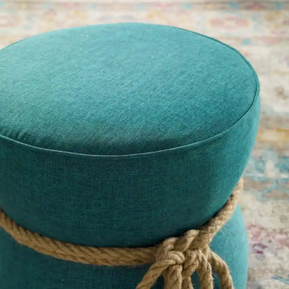 Pouf rembourré en tissu à motif de corde nautique Beat