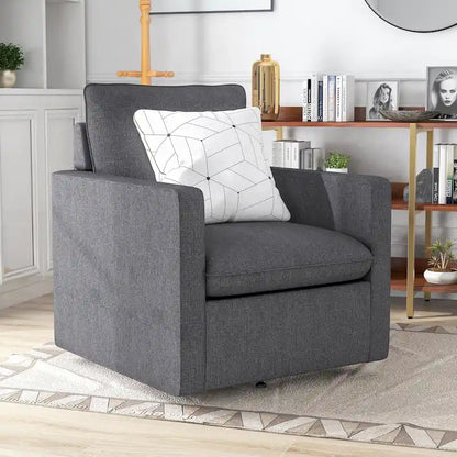 Fauteuil pivotant Kamile Transitional en lin avec dossier rembourré, par Furniture of America