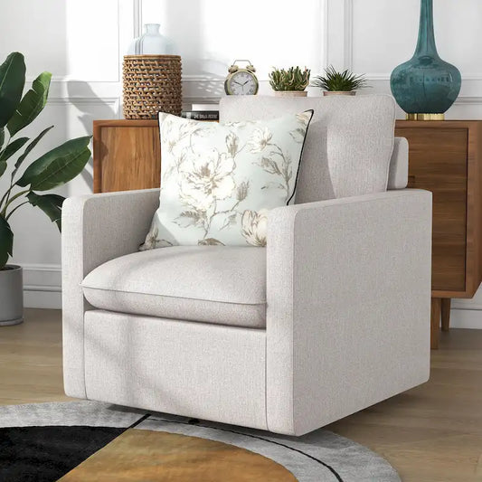 Fauteuil pivotant Kamile Transitional en lin avec dossier rembourré, par Furniture of America
