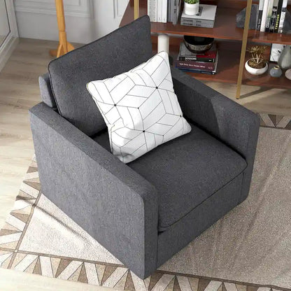 Fauteuil pivotant Kamile Transitional en lin avec dossier rembourré, par Furniture of America