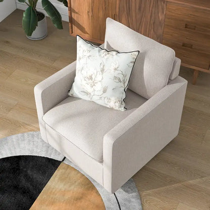 Fauteuil pivotant Kamile Transitional en lin avec dossier rembourré, par Furniture of America
