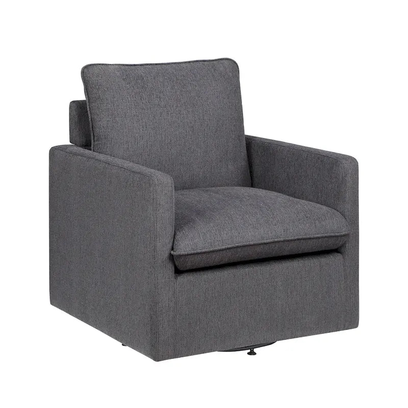 Fauteuil pivotant Kamile Transitional en lin avec dossier rembourré, par Furniture of America