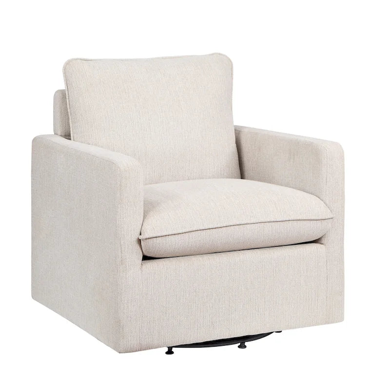 Fauteuil pivotant Kamile Transitional en lin avec dossier rembourré, par Furniture of America