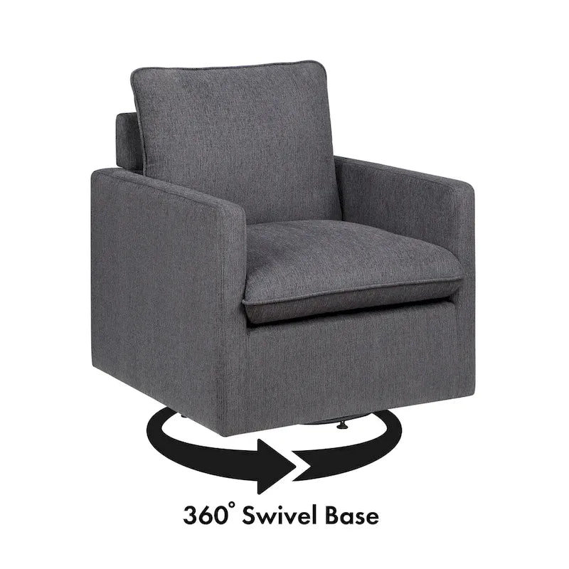 Fauteuil pivotant Kamile Transitional en lin avec dossier rembourré, par Furniture of America