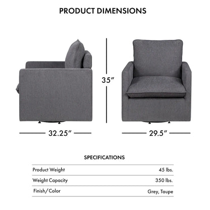 Fauteuil pivotant Kamile Transitional en lin avec dossier rembourré, par Furniture of America