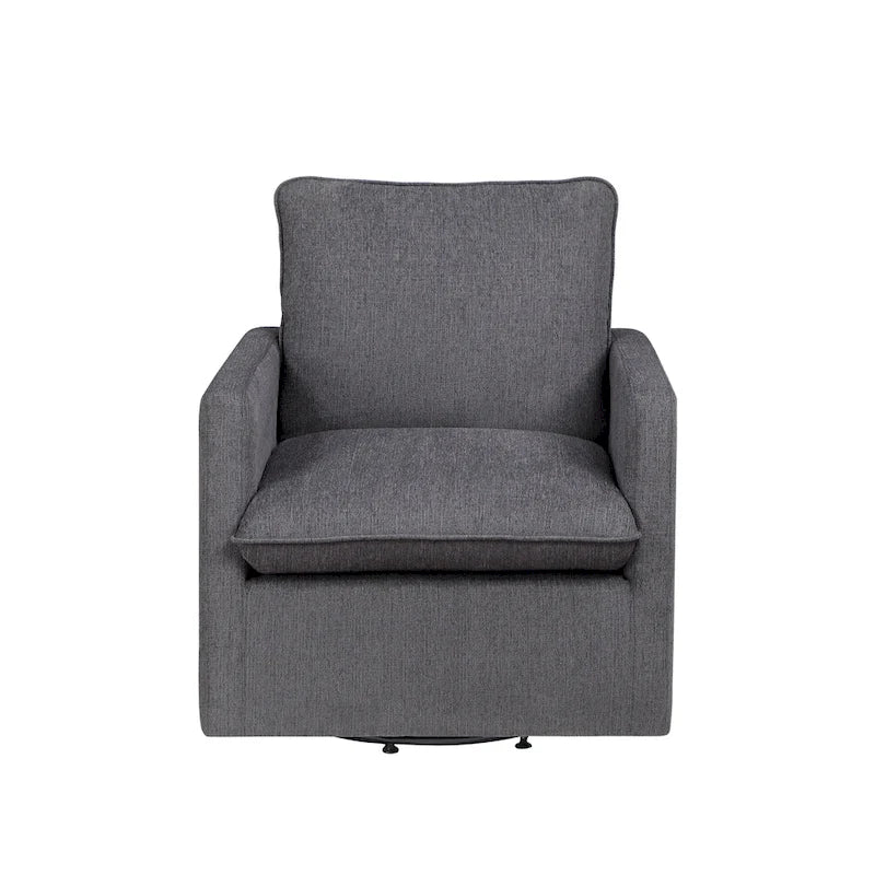 Fauteuil pivotant Kamile Transitional en lin avec dossier rembourré, par Furniture of America