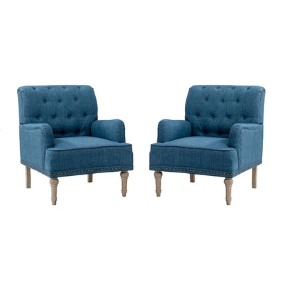 Ensemble de 2 fauteuils d'appoint Geltrude traditionnels rembourrés avec dossier capitonné, par HULALA HOME