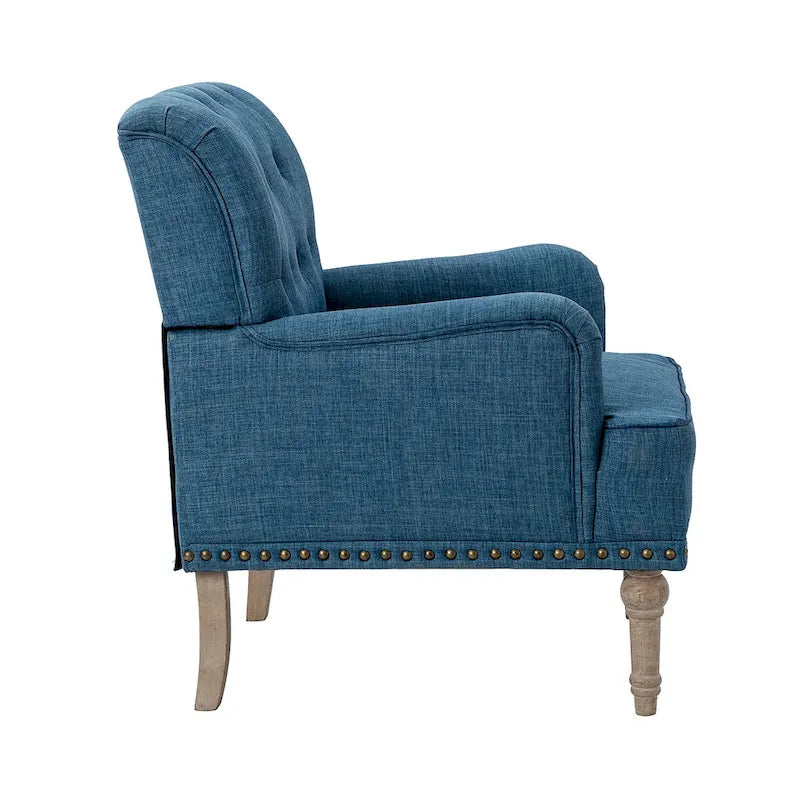 Ensemble de 2 fauteuils d'appoint Geltrude traditionnels rembourrés avec dossier capitonné, par HULALA HOME
