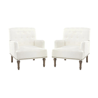 Ensemble de 2 fauteuils d'appoint Geltrude traditionnels rembourrés avec dossier capitonné, par HULALA HOME