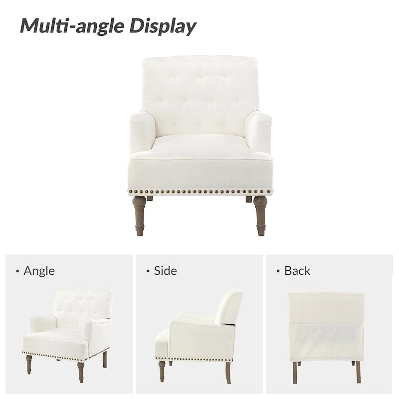 Ensemble de 2 fauteuils d'appoint Geltrude traditionnels rembourrés avec dossier capitonné, par HULALA HOME