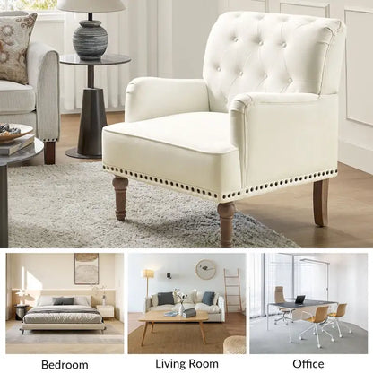 Ensemble de 2 fauteuils d'appoint Geltrude traditionnels rembourrés avec dossier capitonné, par HULALA HOME