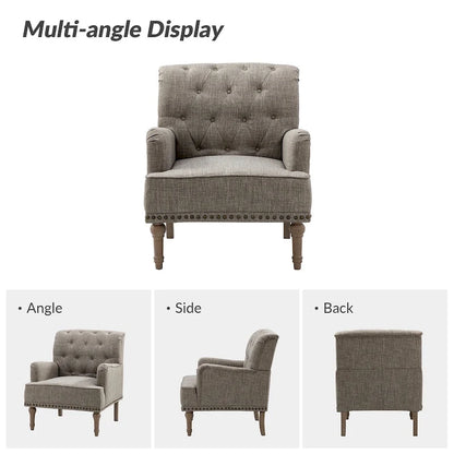 Ensemble de 2 fauteuils d'appoint Geltrude traditionnels rembourrés avec dossier capitonné, par HULALA HOME