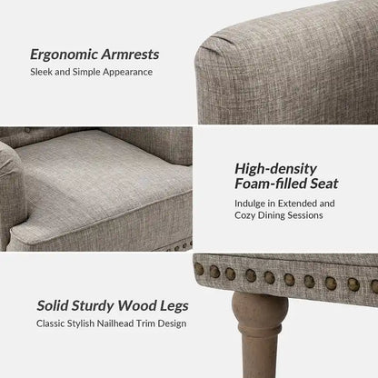 Ensemble de 2 fauteuils d'appoint Geltrude traditionnels rembourrés avec dossier capitonné, par HULALA HOME