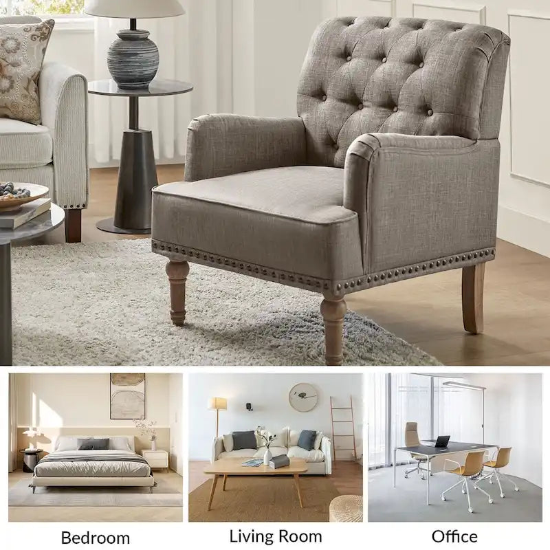 Ensemble de 2 fauteuils d'appoint Geltrude traditionnels rembourrés avec dossier capitonné, par HULALA HOME