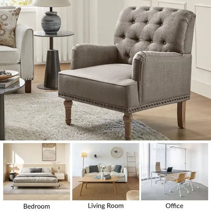 Ensemble de 2 fauteuils d'appoint Geltrude traditionnels rembourrés avec dossier capitonné, par HULALA HOME