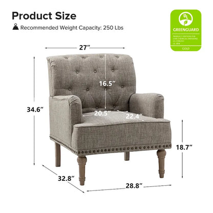 Ensemble de 2 fauteuils d'appoint Geltrude traditionnels rembourrés avec dossier capitonné, par HULALA HOME