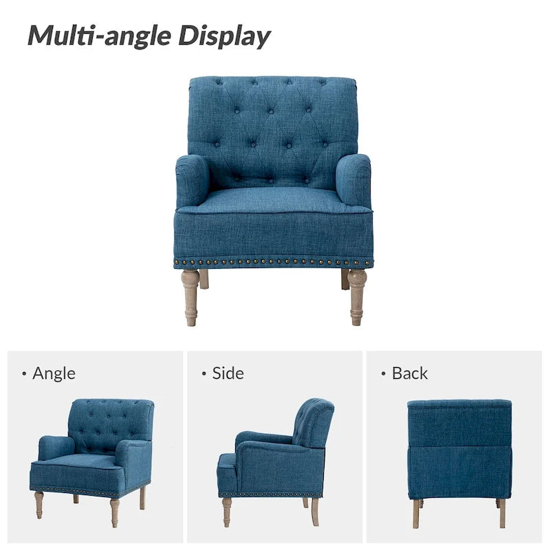 Ensemble de 2 fauteuils d'appoint Geltrude traditionnels rembourrés avec dossier capitonné, par HULALA HOME