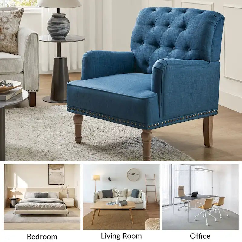 Ensemble de 2 fauteuils d'appoint Geltrude traditionnels rembourrés avec dossier capitonné, par HULALA HOME