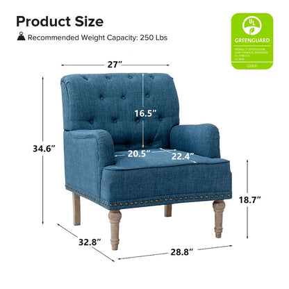 Ensemble de 2 fauteuils d'appoint Geltrude traditionnels rembourrés avec dossier capitonné, par HULALA HOME