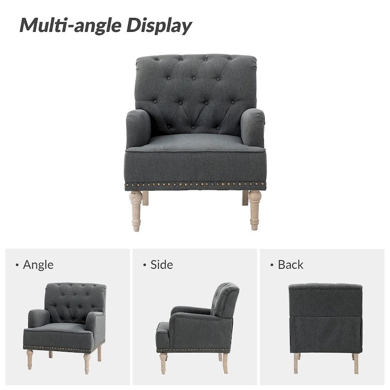 Ensemble de 2 fauteuils d'appoint Geltrude traditionnels rembourrés avec dossier capitonné, par HULALA HOME