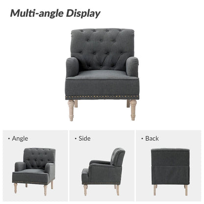 Ensemble de 2 fauteuils d'appoint Geltrude traditionnels rembourrés avec dossier capitonné, par HULALA HOME