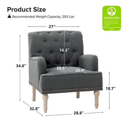 Ensemble de 2 fauteuils d'appoint Geltrude traditionnels rembourrés avec dossier capitonné, par HULALA HOME