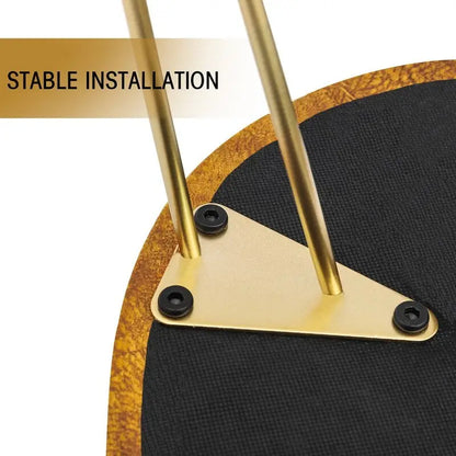 Tabouret rond Adeco, pouf en velours, pieds en métal doré