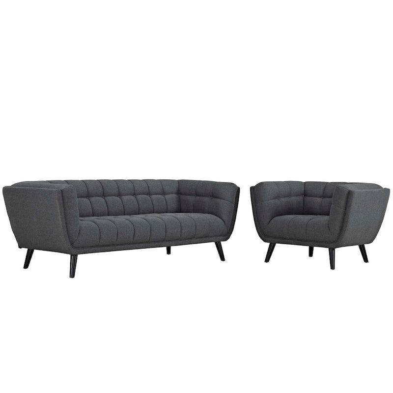 Ensemble canapé et fauteuil 2 pièces en tissu rembourré Bestow
