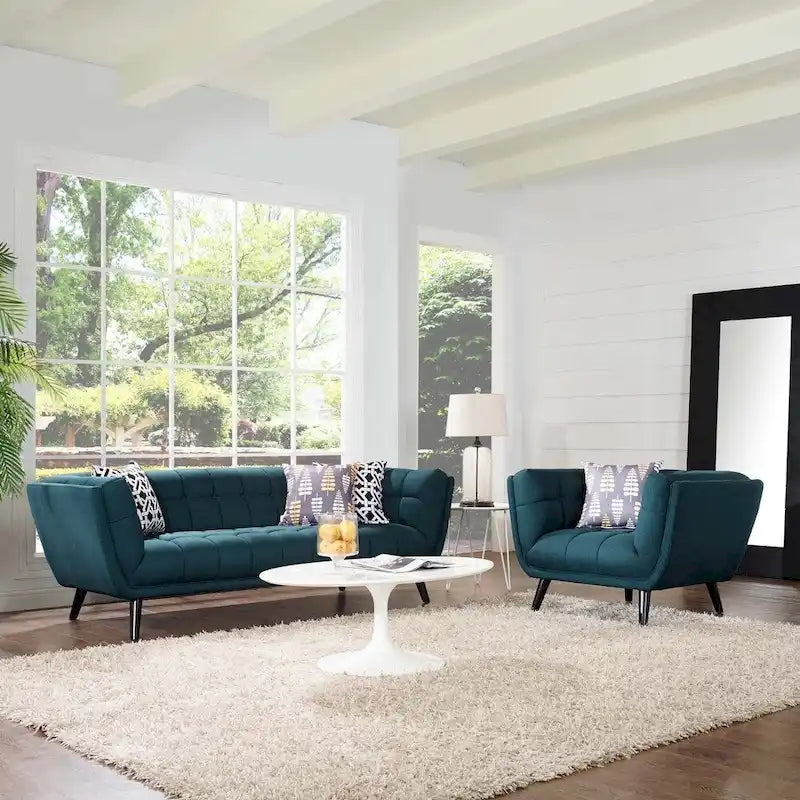 Ensemble canapé et fauteuil 2 pièces en tissu rembourré Bestow
