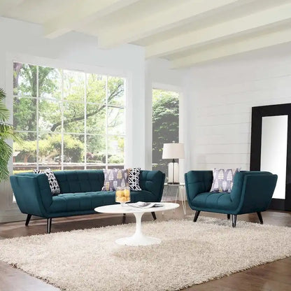 Ensemble canapé et fauteuil 2 pièces en tissu rembourré Bestow