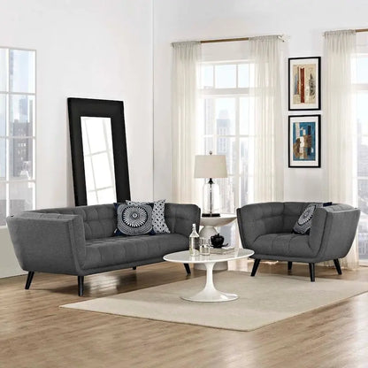 Ensemble canapé et fauteuil 2 pièces en tissu rembourré Bestow