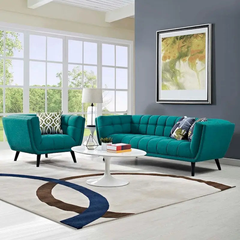 Ensemble canapé et fauteuil 2 pièces en tissu rembourré Bestow
