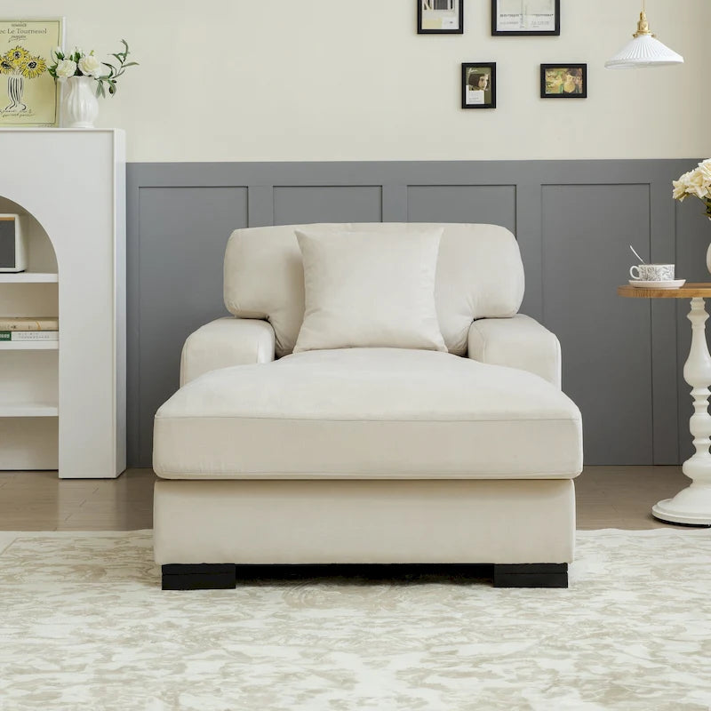 Canapé-lit méridienne surdimensionné de style moderne du milieu du siècle avec coussin
