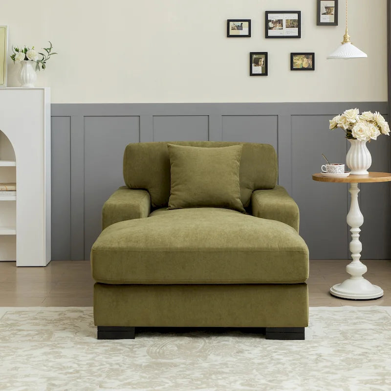 Canapé-lit méridienne surdimensionné de style moderne du milieu du siècle avec coussin