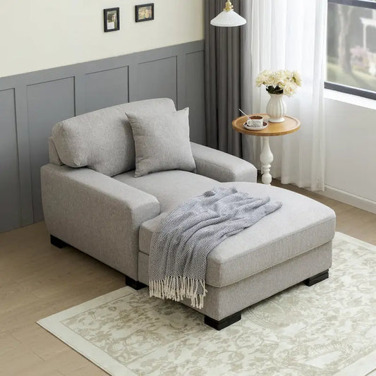 Modern Mid-Century Oversized Chaise Sleeper Sofa with Pillow