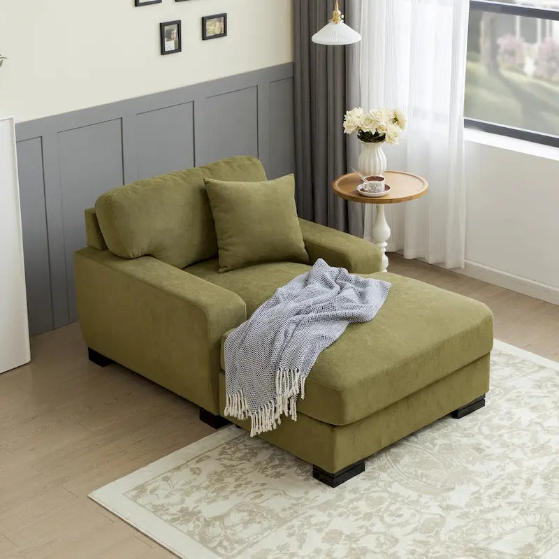 Canapé-lit méridienne surdimensionné de style moderne du milieu du siècle avec coussin